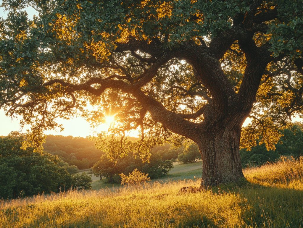 Downy Oak In Sunset